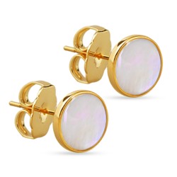 Пусеты Амфитрита (перламутр 10мм; покрытие золото), Есть комплект