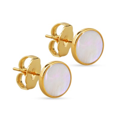 Пусеты Амфитрита (перламутр 10мм; покрытие золото), Есть комплект