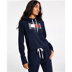 TOMMY JEANS Women's Fleece Cropped Flag-Graphic Pullover Hoodie