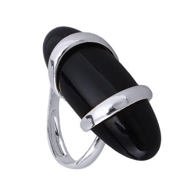 Кольцо (смола черная; покрытие родий), Есть комплект