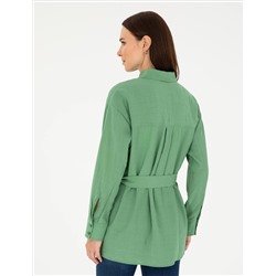 Yeşil Oversize Uzun Kollu Gömlek
