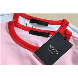 Футболка из изысканного мерсеризованного хлопока с вышитыми буквами, МО*КО