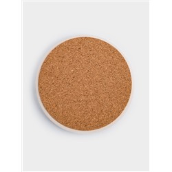 Подставка под кружку, 11 см, круглая, керамика/пробка, белая, Тыквы, Light pumpkin