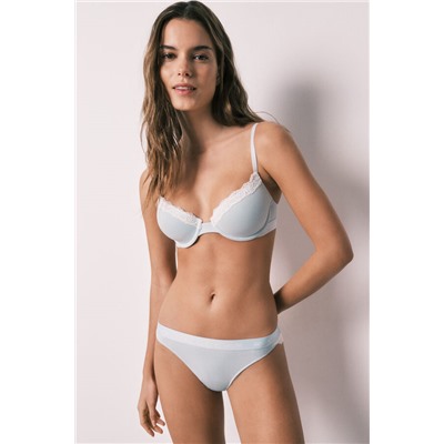 Sujetador clásico algodón canalé azul BEAUTIFUL