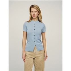 Голубой джемпер с волнообразной застежкой