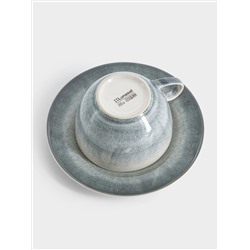 Пара чайная, 1 перс, 2 пр, 220 мл, керамика, серо-голубая, Vulcano