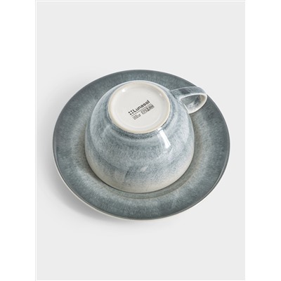 Пара чайная, 1 перс, 2 пр, 220 мл, керамика, серо-голубая, Vulcano