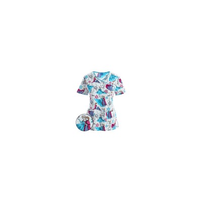 Cherokee Tooniforms Scrubs Frozen Party Print Top