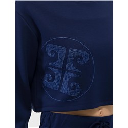 Lacivert Crop Top Sweatshirt