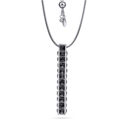 Кулон Квадро (кристаллы SW темно-серые; покрытие родий) 80см, Есть комплект