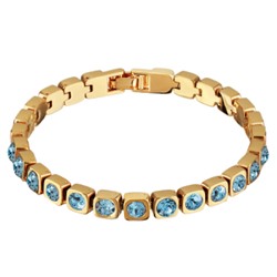 Браслет Теннис (кристаллы SW аквамарин 4мм; покрытие золото) 17-19см, Есть комплект