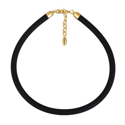 Шнурок (каучук черный 8мм; покрытие золото) 40-45см