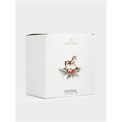 Пара чайная, 220 мл, 2 перс, 4 пр, керамика D, красная, Лошадка, Festival