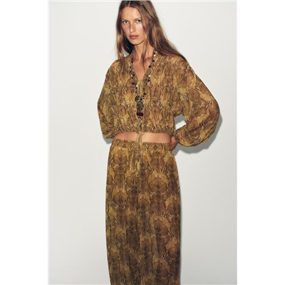 PRINTED BLOUSE WITH TIED DETAILS