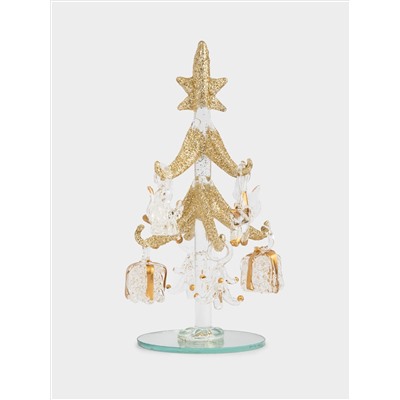 Статуэтка, 15 см, с подвесками, стекло, серебристая, Ель с игрушками, Event