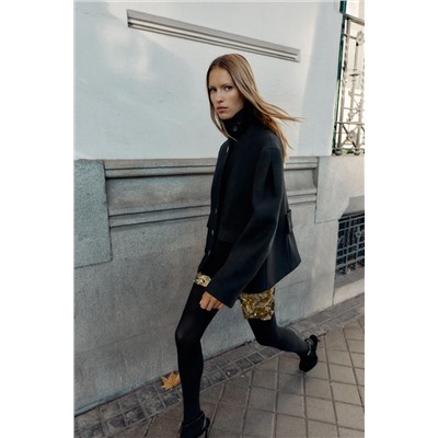 SHORT WOOL COAT WITH HIGH NECK