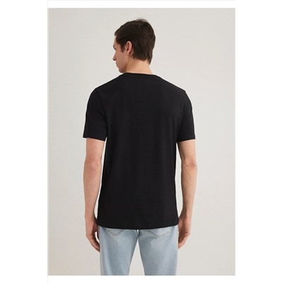 Mavi İstanbul Galata Baskılı Siyah Tişört Slim Fit / Dar Kesim 067053-900