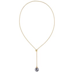 Кулон (Майорка 14мм серо- голубая; покрытие золото) 72см, Есть комплект