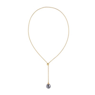 Кулон (Майорка 14мм серо- голубая; покрытие золото) 72см, Есть комплект