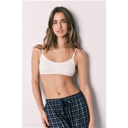 Sujetador top algodón blanco estampado corazones