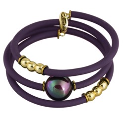 Браслет Гевея (Майорка 16мм бургунди хамелеон, каучук лиловый; покрытие золото), Есть комплект
