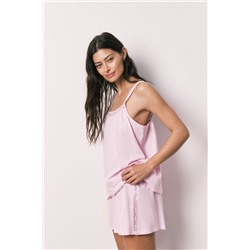 Pijama corto algodón encaje rosa