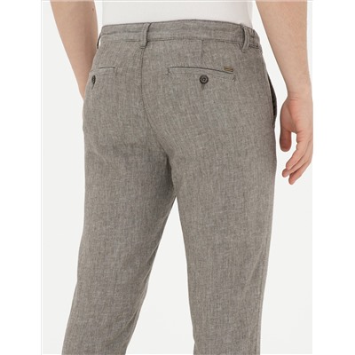 Yeşil Slim Fit Keten Karışımlı Kanvas Pantolon