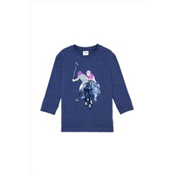 Çocuk Mavi Bisiklet Yaka Sweatshirt