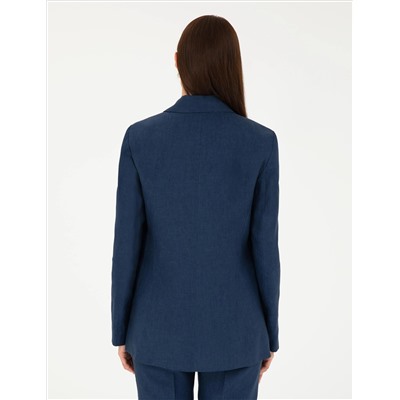 Lacivert Regular Fit Keten Ceket