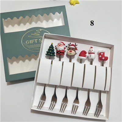Набор новогодних вилок и ложек  6 шт