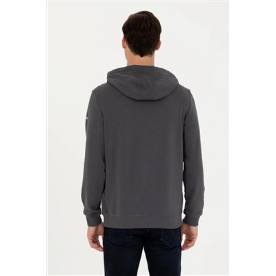 Erkek Antrasit Kapüşonlu Sweatshirt