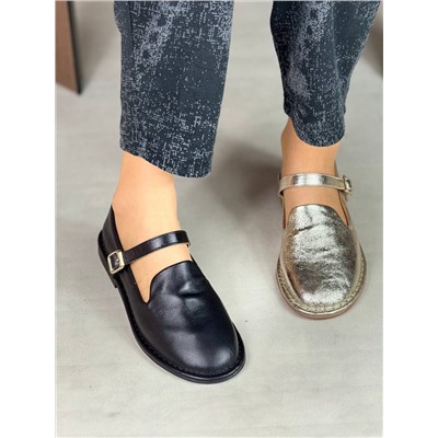 Балетки черные кожа