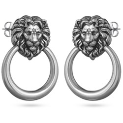 Серьги Король лев 4см (покрытие античное серебро), Есть комплект