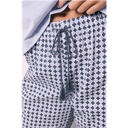 Pijama largo lila manga corta algodón estampado