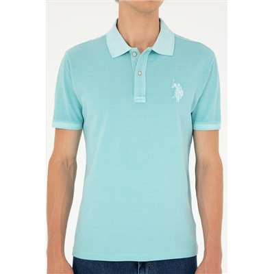 Erkek Slim Fit Polo Yaka Mint Basic Tişört