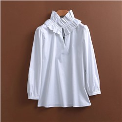 Блузка с оригинальным воротником-стойкой и рукавами 3/4. Магазин стоковый, продавец предупреждает о незначительных дефектах