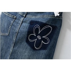 2023 эластичная джинсовая юбка с высокой талией и разрезом сзади, женская свободная тонкая юбка средней длины с вышивкой на бедрах