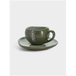 Чашка с блюдцем, 90 мл, зелёная, Organica