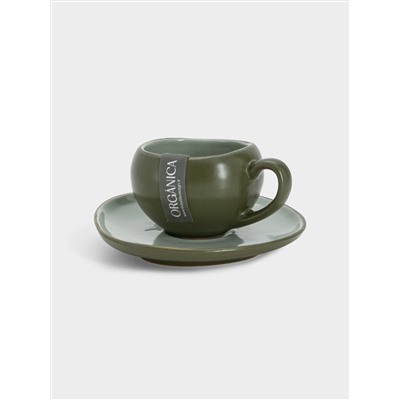 Чашка с блюдцем, 90 мл, зелёная, Organica