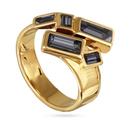 Кольцо Богемия (кристаллы SW темно-серые; покрытие золото), Есть комплект