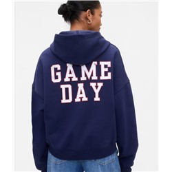 Relaxed Cropped Wedge Graphic Hoodie