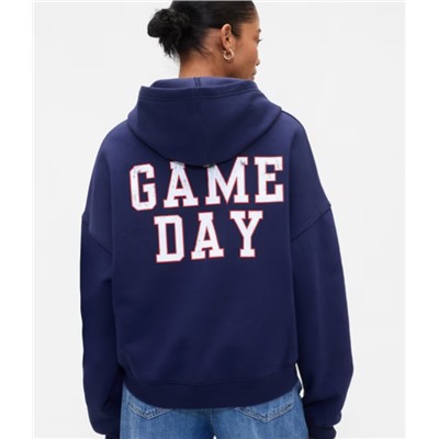 Relaxed Cropped Wedge Graphic Hoodie