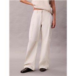 Cotton Canvas High Rise Pants