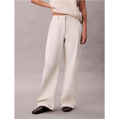 Cotton Canvas High Rise Pants