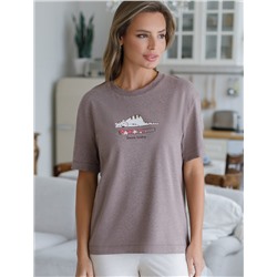 Футболка с принтом свободная эластичная из премиального хлопка