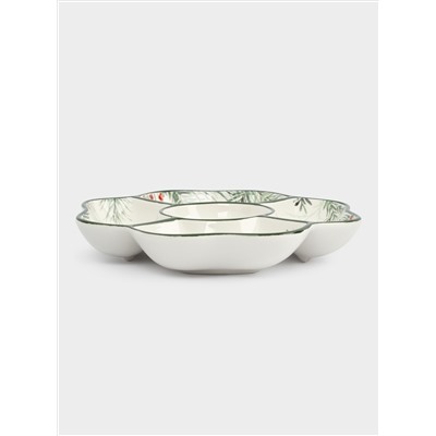 Менажница, 25 см, 5 отд, керамика D, зеленая, Лошадка у елки, Festival