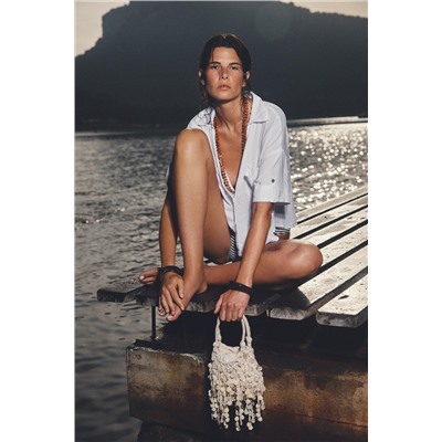 CROPPED LINEN BLEND SHIRT