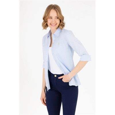 Kadın Açık Mavi Uzun Kollu Basic Gömlek