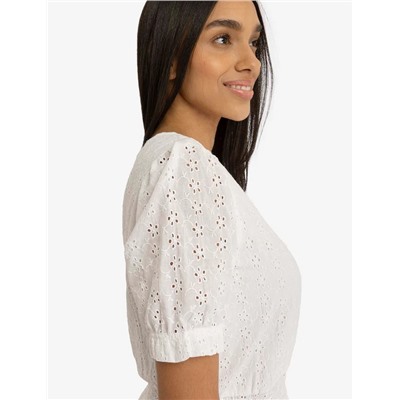 SHORT SLEEVE EYELET RUFFLE DRESS
