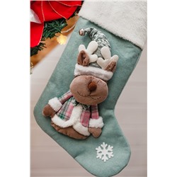 Новогодний носок для подарков зеленый